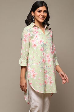 Mint Green Cotton Printed Shirt image number 3