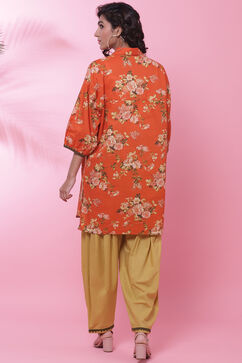 Orange Cotton Straight Kurta Salwar Suit Set image number 4