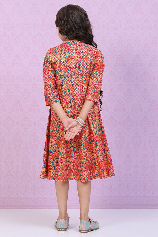 Pink Cotton Straight Printed Dress image number 4