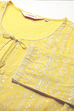 Yellow Cotton Double Layered Printed Kurta Dress image number 1
