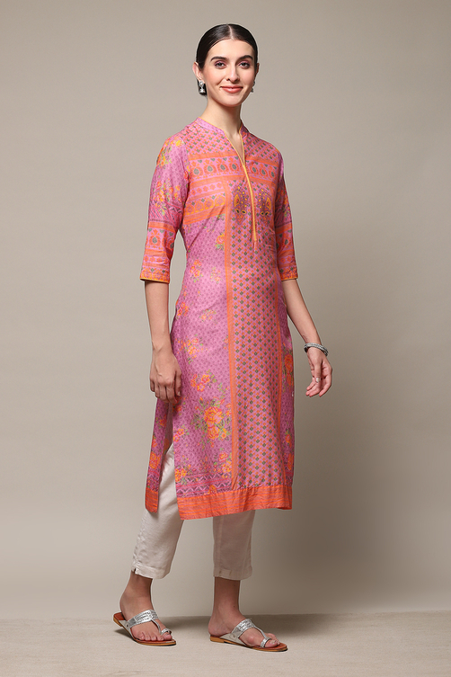 Green Cotton Straight Printed Kurta image number 3