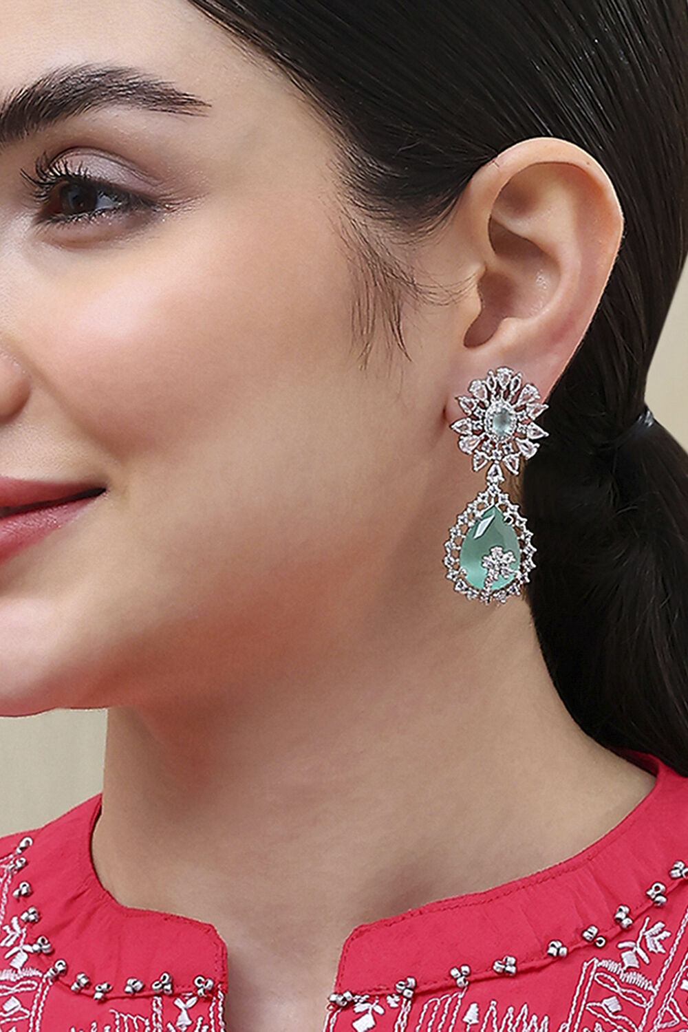 Mint Green Alloy Drop & Danglers image number 1