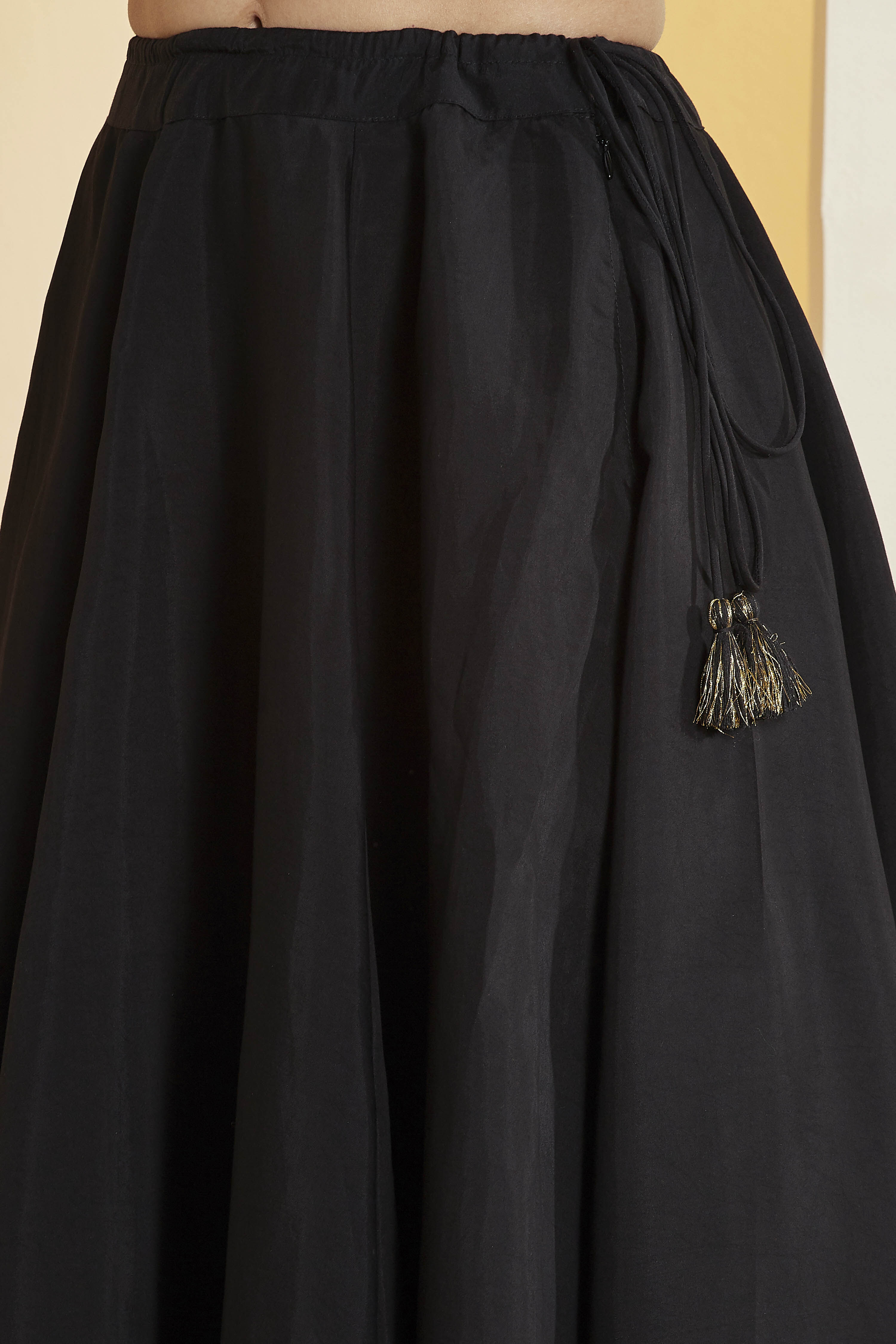 Black Viscose Rayon Regular Lehenga Set image number 2