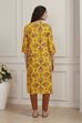 Yellow Floral Printed Straight Kurta image number 3