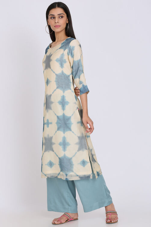 Cream Poly Cotton Straight Printed Kurta image number 2