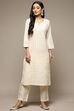 Off White Cotton Straight Kurta