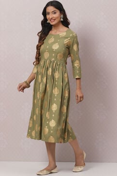 Green Rayon Printed Kurta Dress image number 2