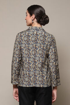 Brown Viscose Straight Printed Jacket image number 4