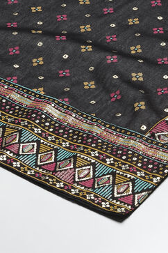 Black Cotton Straight Kurta Palazzo Suit Set image number 7