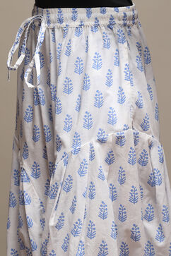 White Blue Cotton Printed Relaxed Salwar image number 1