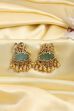 Green Gold Plated Brass Studded Drop Earrings image number 2