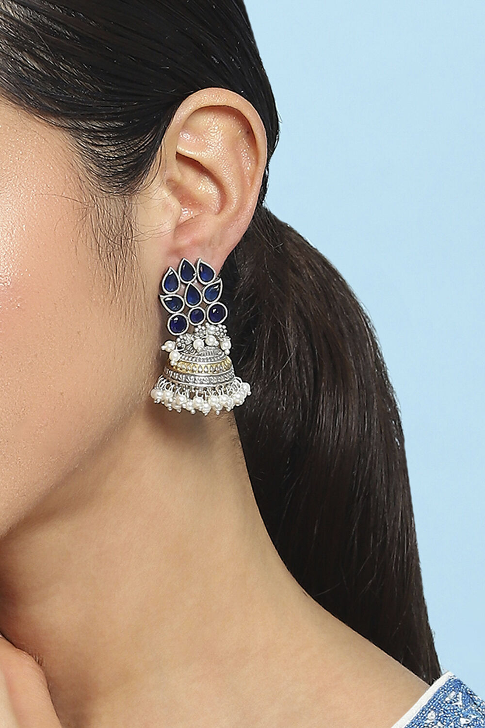 Navy Stone Earrings image number 1
