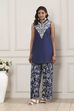Indigo Cotton Printed Straight Kurta Set image number 6