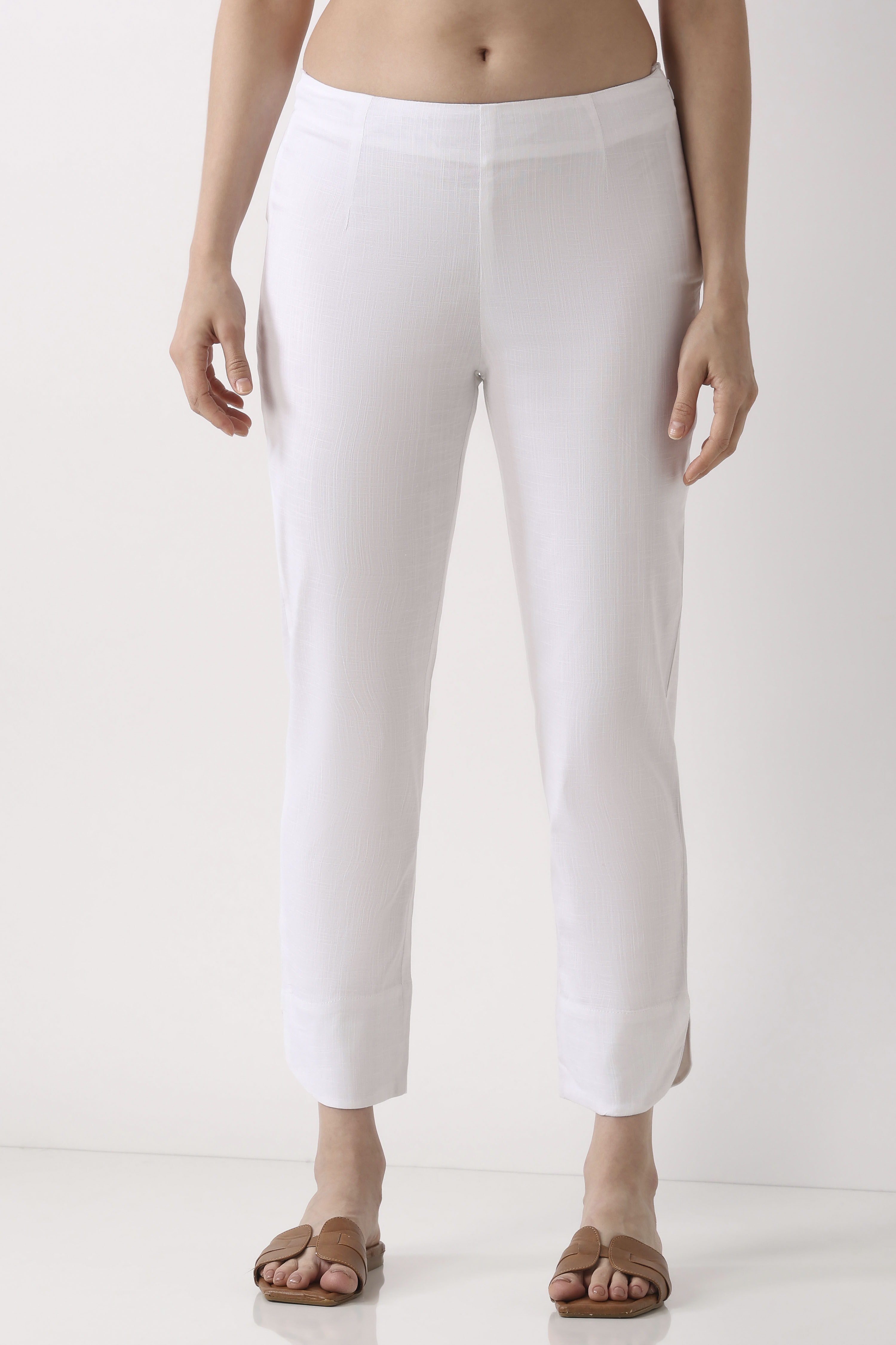Off White Viscose Blend Pants image number 4