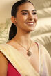 Gold Plated Brass Pendant Temple Necklace Set image number 4