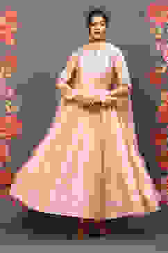 Rohit Bal Peach Cotton Blend Anarkali Kurta Suit Set image number 0