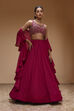 Berry Pink Pure Chinnon Hand Embroidered Lehenga Set image number 6