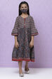 Charcoal And Rust Cotton Printed Dress image number 3