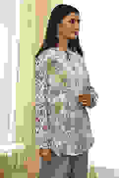 Pastel Green Floral Printed Short Kurta image number 4