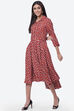 Rust Rayon Flared Printed Dress image number 2