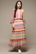 Off White Cotton Blend Tiered Dress image number 5