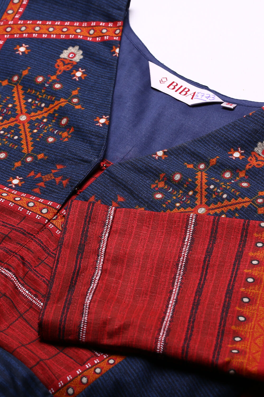 Blue Cotton Anarkali Kurta Churidar Suit Set image number 4