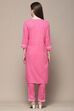 Pink Cotton Straight Suit Set image number 5