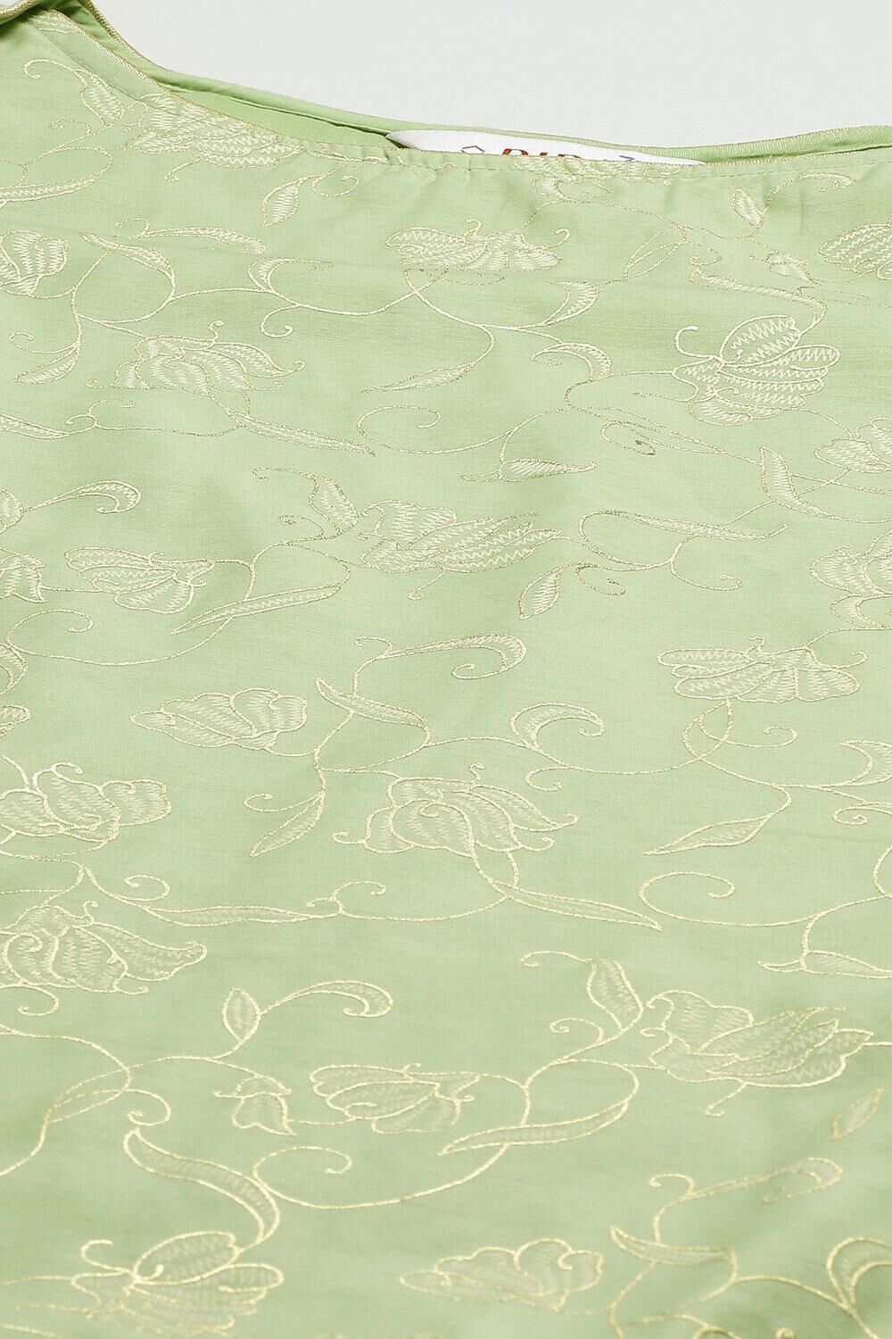 Sage Green Printed Straight Kurta Regular Pants Suit Set image number 1