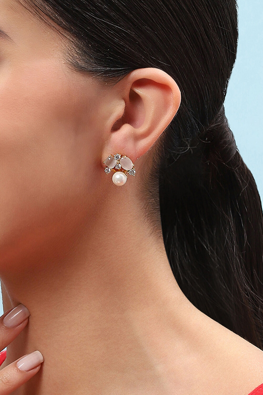 Gold Brass Earrings image number 3