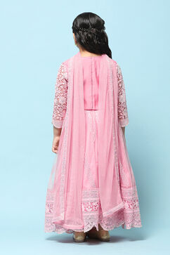 Pink Poly Viscose Embroidered Suit Set image number 5