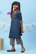 Blue Art Silk Girls Straight Straight Kurta Palazzo Suit Set image number 2