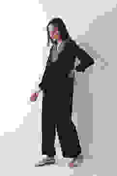 Black Viscose Rayon Straight Palazzos image number 0