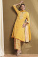 Yellow Printed Kalidar Suit Set image number 0