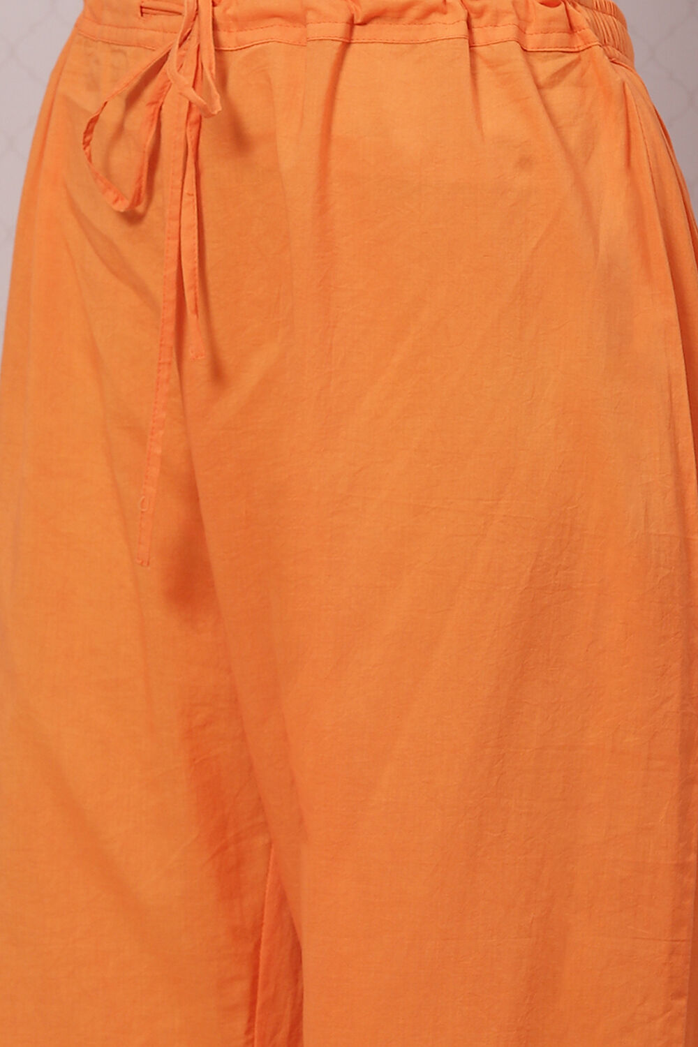 Orange Cotton Straight Kurta Palazzo Suit Set image number 3