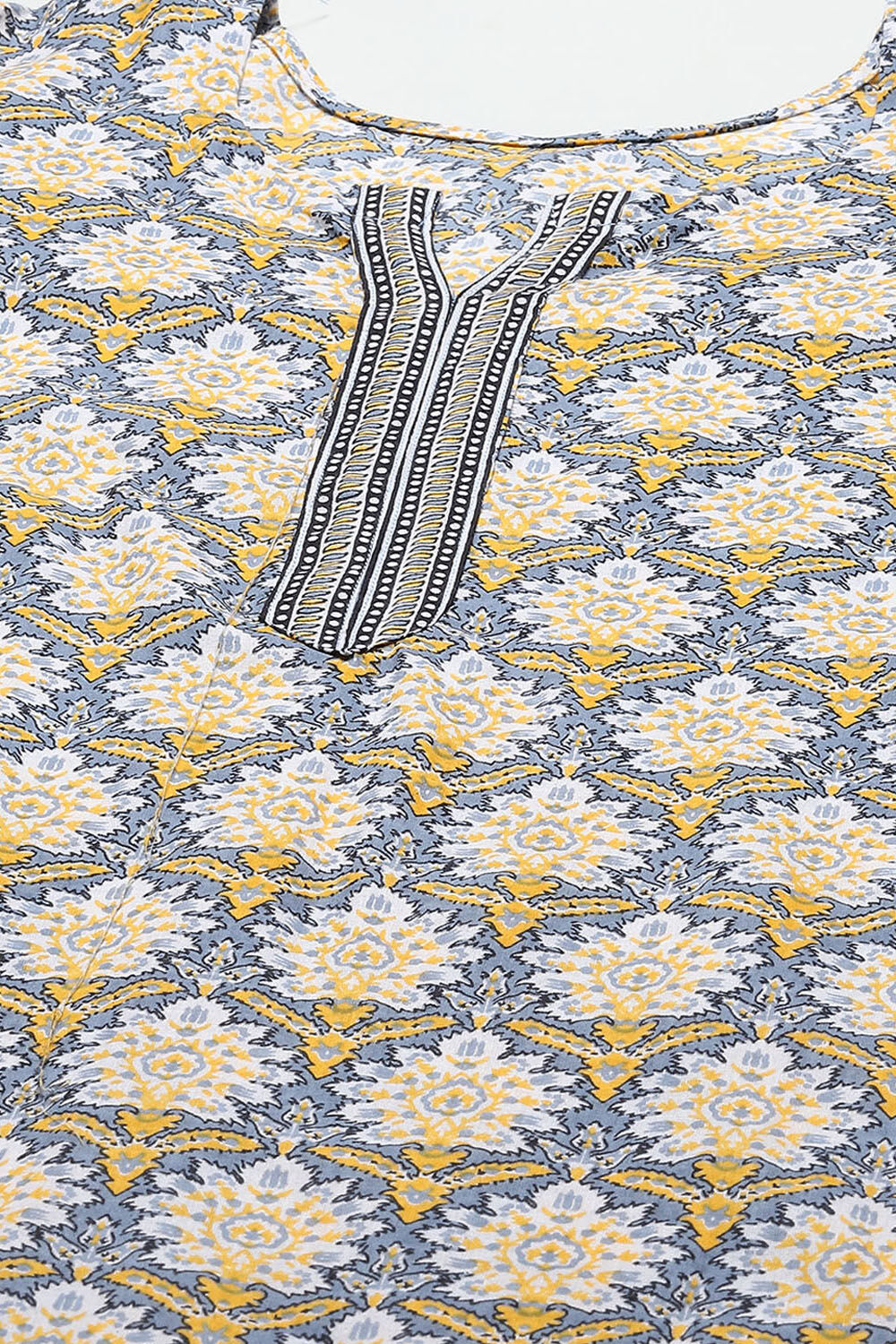 Blue Cotton Screen Printed Unstitched Suit Set image number 2