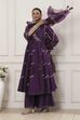 Purple Chanderi Silk Gota Embroidered Anarkali Suit Set