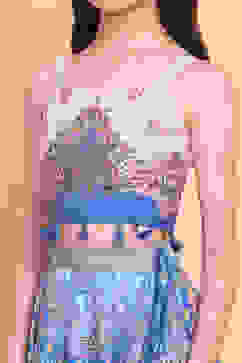 Electric Blue Printed Flared Lehenga Set image number 1