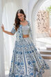 White Blue Cotton Straight Lehenga Set image number 4