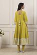 Green Cotton Kalidar Suit Set image number 3