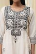 White and Black Cotton Gathered Kurta Set image number 1