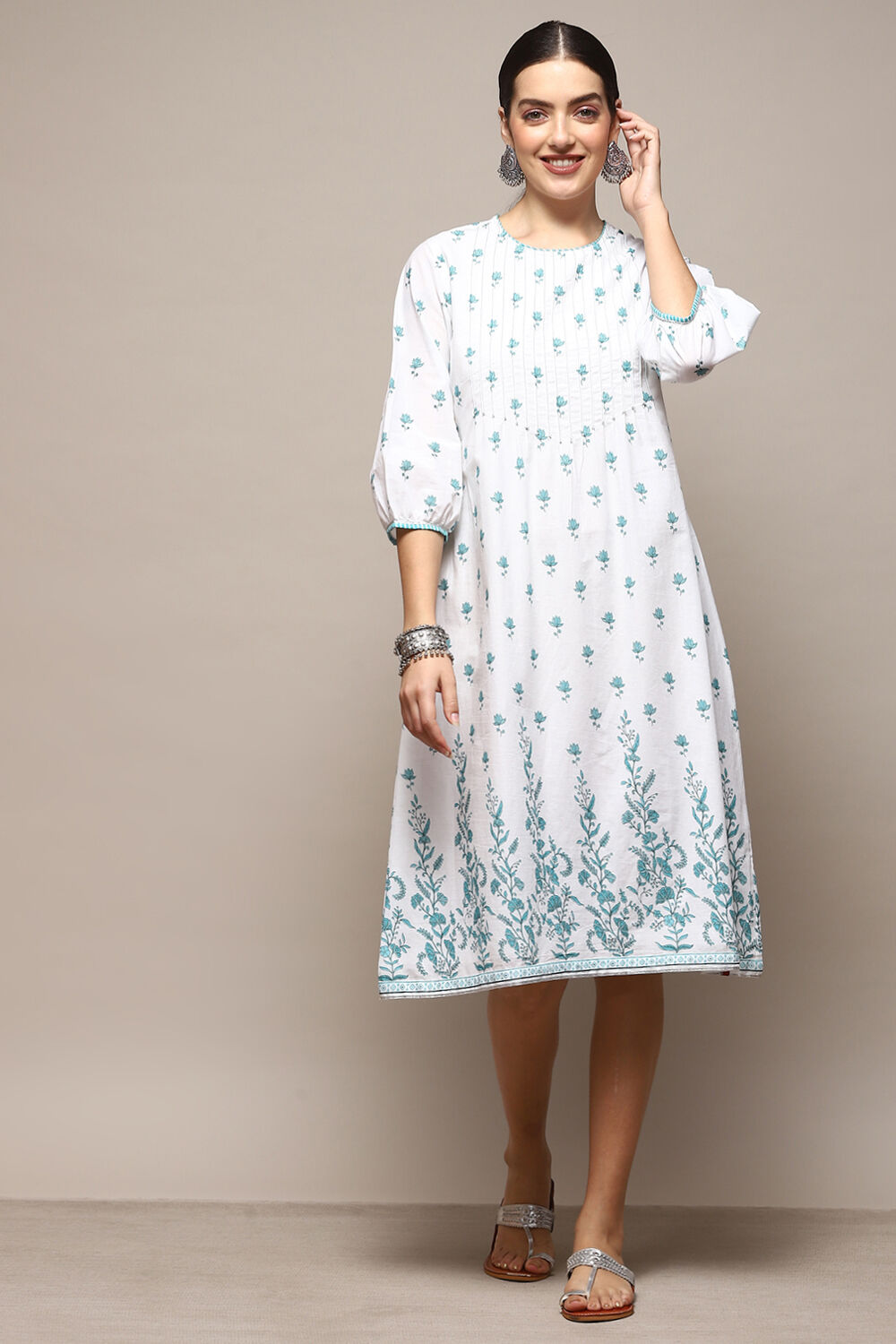 Lavender Cotton Blend Printed Kurta image number 5