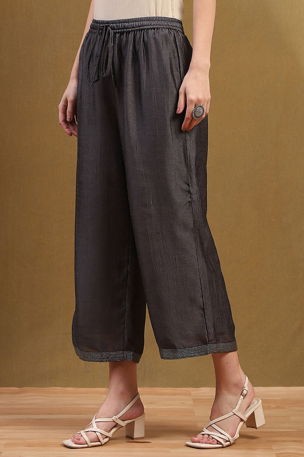 Grey Polyester Palazzo Pants image number 2