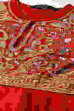 Rohit Bal Red Cotton Blend Anarkali Kurta Suit Set image number 1