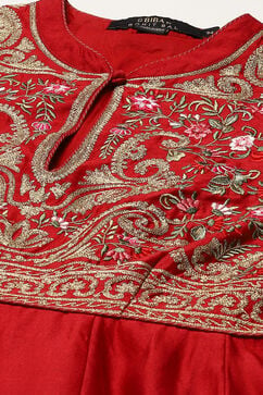 Rohit Bal Red Cotton Blend Anarkali Kurta Suit Set image number 1