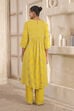 Lime Yellow Chanderi Straight Dyed Suit Set image number 4
