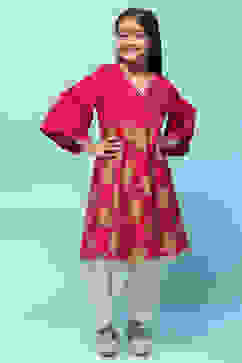 Pink Cotton Short Kurti image number 0