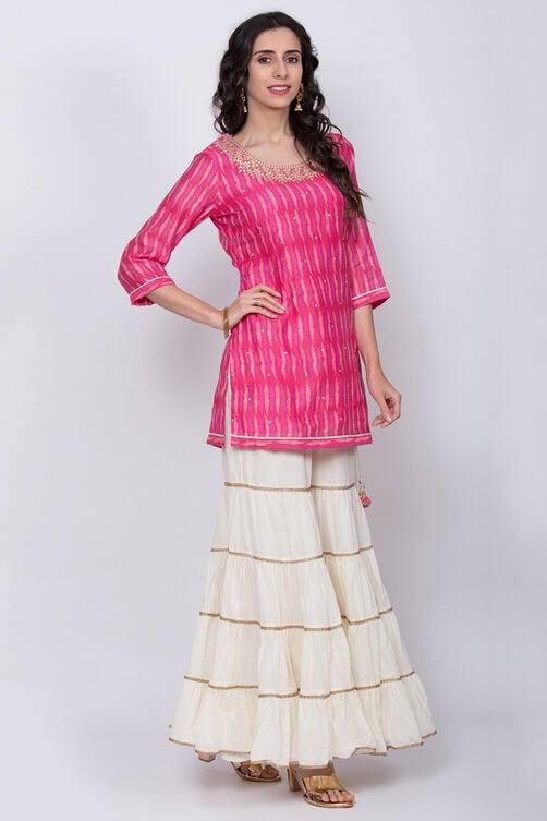 Pink Poly Cotton Kurta Garara Suit Set image number 3