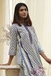 Off-White Cotton Printed Straight Suit Set image number 7