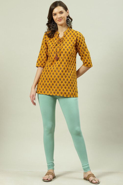 Camel Cotton Blend Solid Churidar image number 5