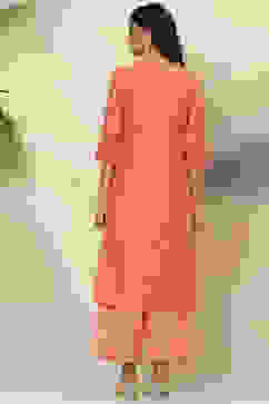 Orange Art Silk Short Yarndyed Kurti image number 4